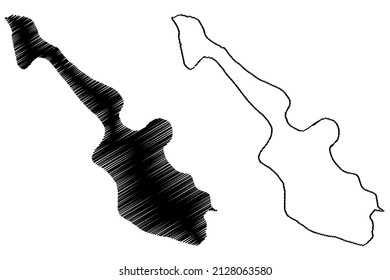 Abadan island (Islamic Republic of Iran, Persia, Persian Gulf) map vector illustration, scribble sketch Abadan map