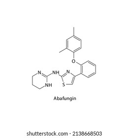 Abafungin molecular structure, flat skeletal chemical formula. Azole antifungal drug used to treat Fungal body and skin infections . Vector illustration.