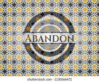 Abandon arabic style badge. Arabesque decoration.