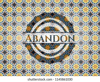 Abandon arabic style badge. Arabesque decoration.