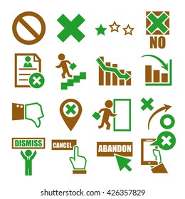 abandon, cancel, dismiss icon set