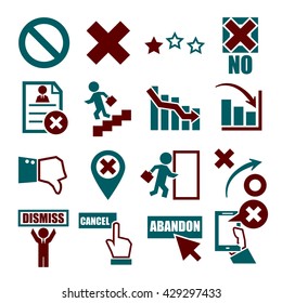 abandon, cancel, dismiss icon set