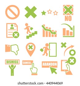 abandon, cancel, dismiss icon set
