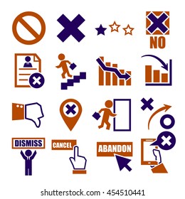 abandon, cancel, dismiss icon set