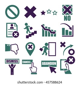 abandon, cancel, dismiss icon set