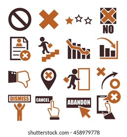 abandon, cancel, dismiss icon set