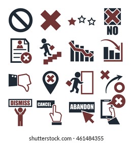 abandon, cancel, dismiss icon set