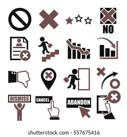 abandon, cancel, dismiss icon set