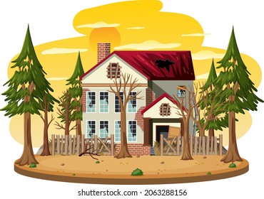 Abandon countryside house isolated illustration