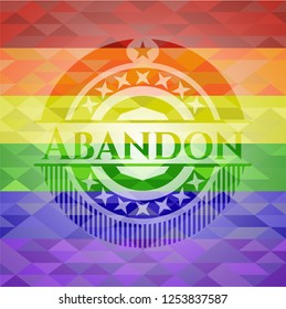 Abandon emblem on mosaic background with the colors of the LGBT flag
