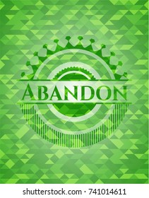 Abandon green emblem with mosaic background