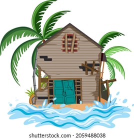 Abandon House On Deserted Island Illustration