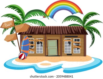 Abandon House On Deserted Island Illustration