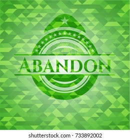 Abandon realistic green emblem. Mosaic background