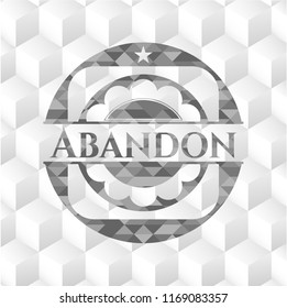 Abandon realistic grey emblem with cube white background
