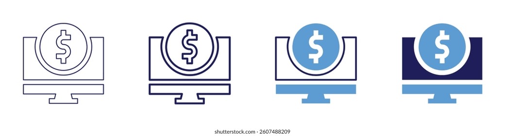 Abandoned browse retargeting icon in 4 different styles. Thin Line, Line, Bold Line, Duotone. Duotone style. Editable stroke.