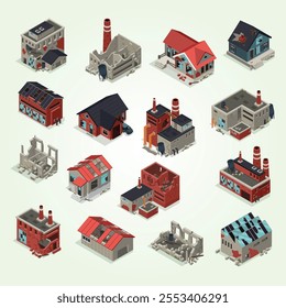 Abandoned Buildings Isometric Set	barn cheap