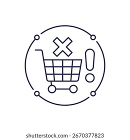 abandoned cart icon in line design