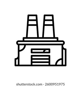 Abandoned factory. Editable stroke vector icon.