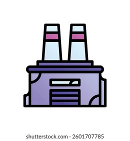Abandoned factory. Editable vector icon, coloured with outlined stroke.