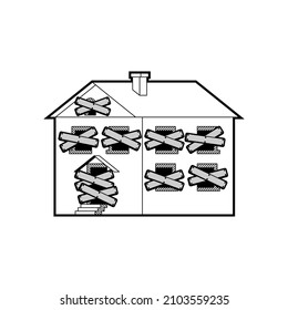 Casa abandonada con ventanas cerradas. ilustración vectorial