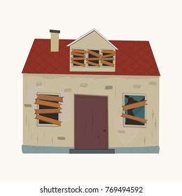 Abandoned house. Flat design. Vector illustration.