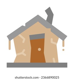 icono plano de casa abandonada,vector e ilustración