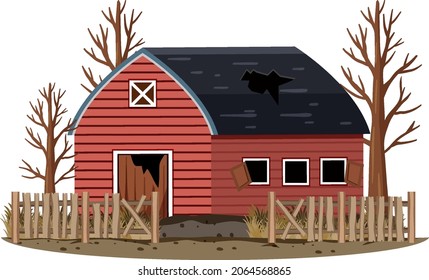 Abandoned house on white background illustration