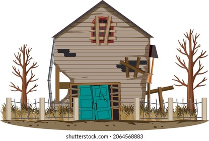 Abandoned house on white background illustration
