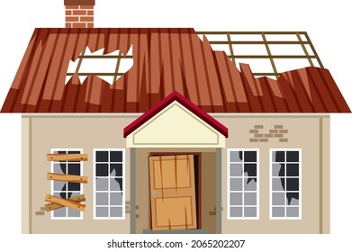 Abandoned house on white background illustration