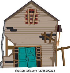 Abandoned house on white background illustration