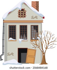 Abandoned house on white background illustration