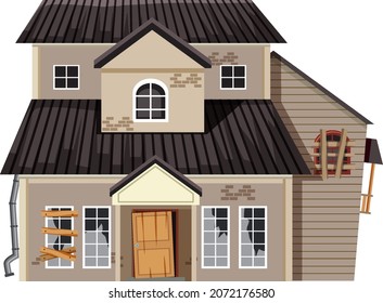 Abandoned house on white background illustration
