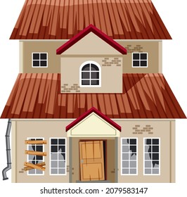 Abandoned house on white background illustration