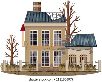 Abandoned house on white background illustration