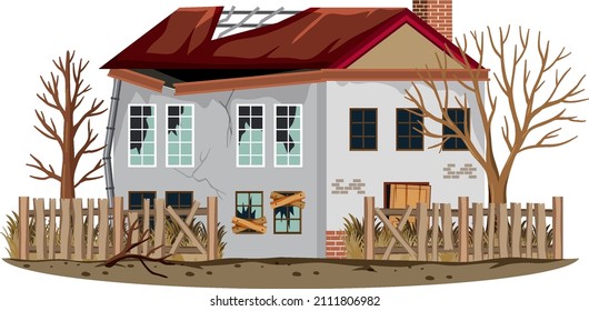 Abandoned house on white background illustration