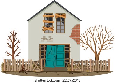 Abandoned house on white background illustration