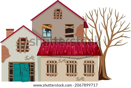 Abandoned house on white background illustration