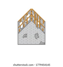 Abandoned house pixel art. Vector pixel art.
