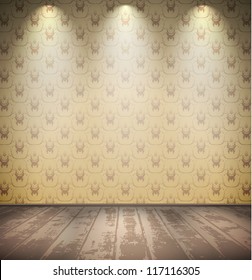 Abandoned pale room with wooden floor