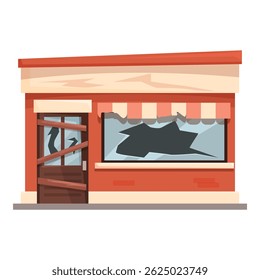 Tienda abandonada con puerta tapiada y ventana rota que ilustra la bancarrota