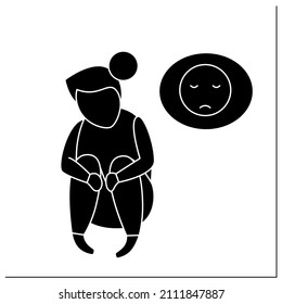 Abandonment child glyph icon. Parents relinquish parental responsibility. Kid being knowingly left.Child abuse concept.Filled flat sign. Isolated silhouette vector illustration