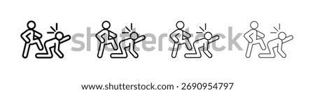 abandonment icon Flat thin line vector illustration art outline set