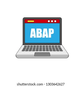 abap programming language. Laptop flat design