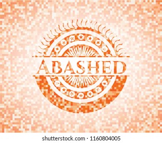 Abashed abstract orange mosaic emblem with background