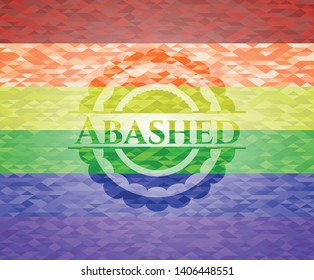 Abashed emblem on mosaic background with the colors of the LGBT flag