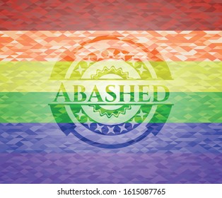 Abashed emblem on mosaic background with the colors of the LGBT flag