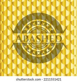 Abashed golden emblem. Scales pattern. Vector Illustration. Detailed. 