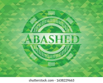 Abashed green emblem with mosaic ecological style background. Vector Illustration. Detailed.