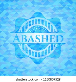 Abashed sky blue emblem. Mosaic background